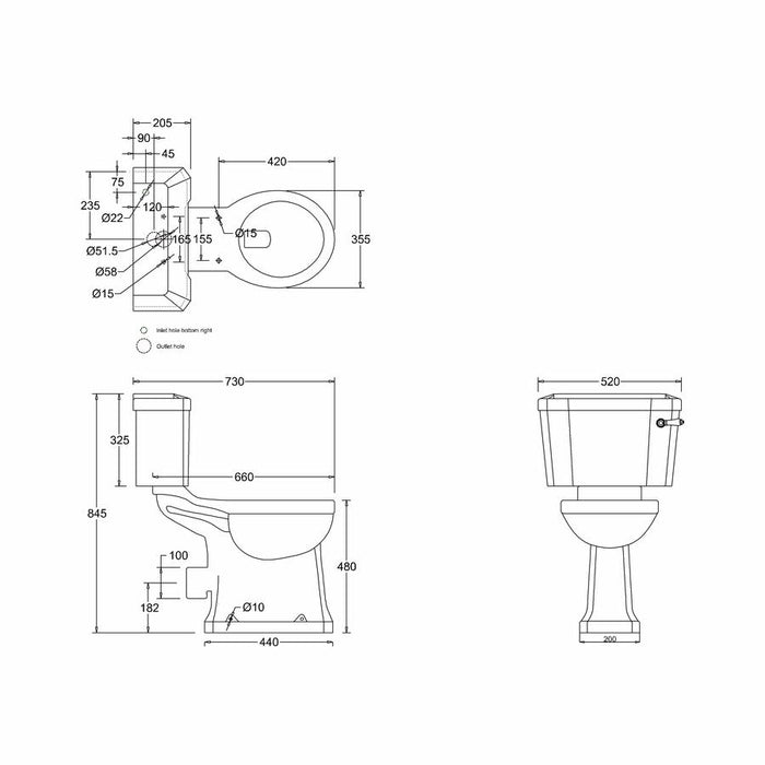Burlington Traditional Regal Close Coupled Pan with Slimline Lever Cistern - Unbeatable Bathrooms