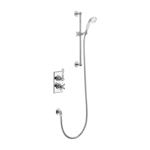 Burlington Trent Thermostatic Single Outlet Concealed Bath Shower Valve with Rail and Hose Handset - Unbeatable Bathrooms