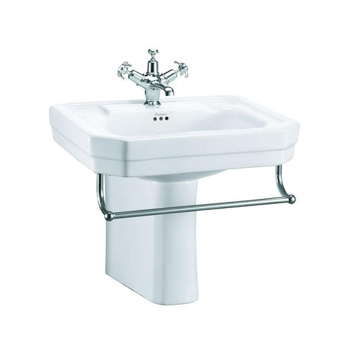 Burlington Victorian 56cm Semi Pedestal Basin with Towel Rail - 1 & 2TH - Unbeatable Bathrooms