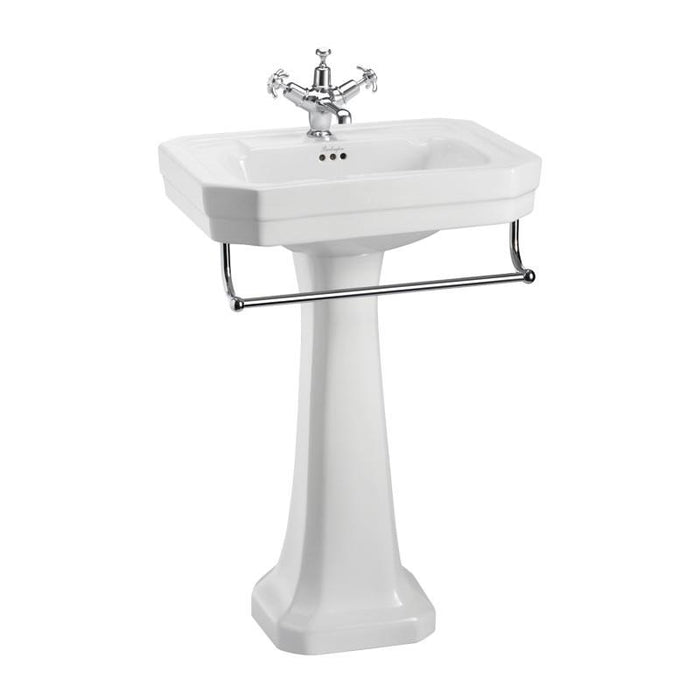 Burlington Victorian 56cm Standard Full Pedestal Basin with Towel Rail - 1, 2 & 3TH - Unbeatable Bathrooms