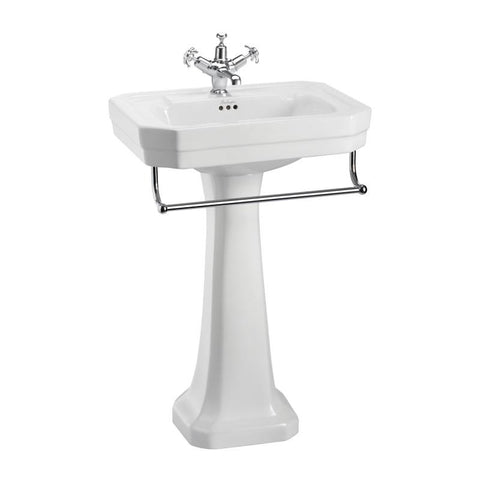 Burlington Victorian 56cm Standard Full Pedestal Basin with Towel Rail - 1, 2 & 3TH - Unbeatable Bathrooms