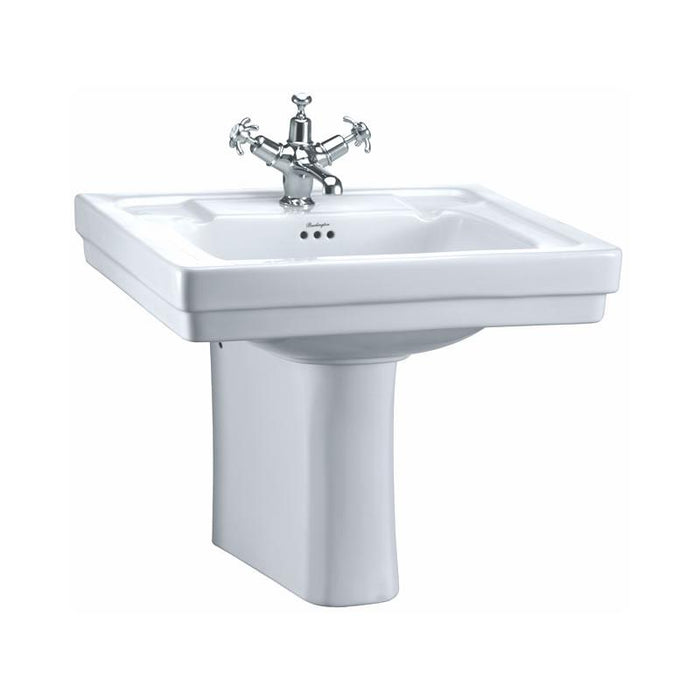 Burlington Victorian 61cm Semi Pedestal Basin - 1 & 2TH - Unbeatable Bathrooms