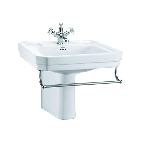 Burlington Victorian 61cm Semi Pedestal Basin with Towel Rail - 1 & 2TH - Unbeatable Bathrooms