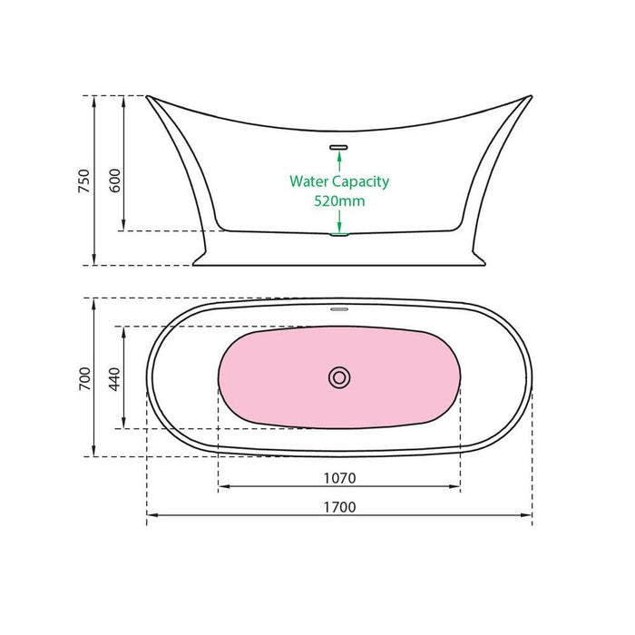 Charlotte Edwards Caliban 1700 x 700mm Slim Edged Freestanding Bath - Unbeatable Bathrooms