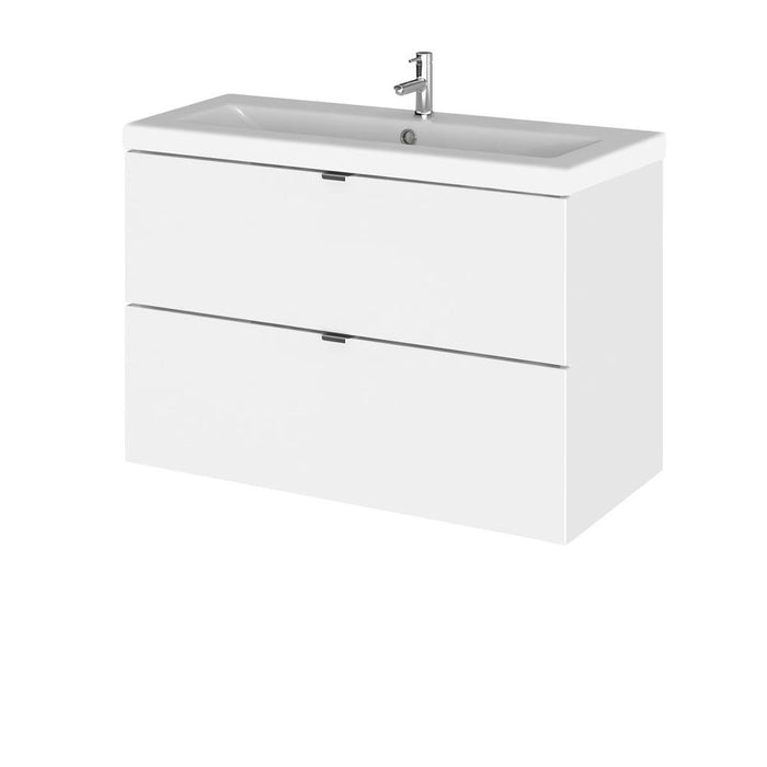 Hudson Reed Fusion Vanity Unit - Wall Hung 2 Drawer Unit with Basin - Unbeatable Bathrooms