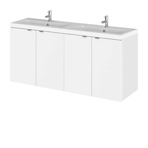 Hudson Reed Fusion 1200mm Double Vanity Unit - Wall Hung 4 Door Unit with Basin - Unbeatable Bathrooms
