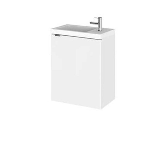 Hudson Reed Fusion 400mm Slimline Vanity Unit - Wall Hung 1 Door Unit with Polymarble Basin - Unbeatable Bathrooms