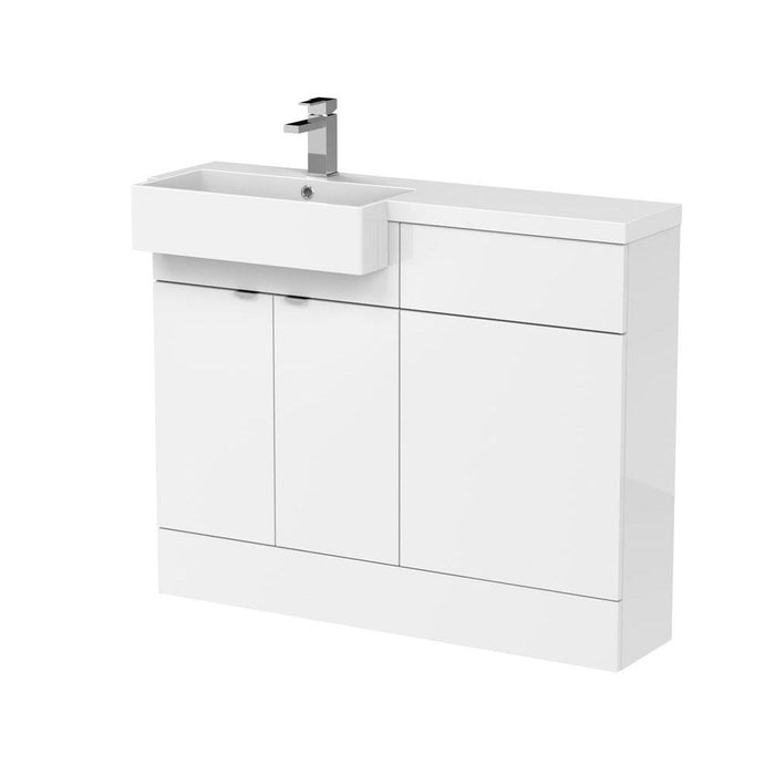 Hudson Reed Fusion 1000/1100mm Vanity Unit Pack - Floor Standing 2 Door Unit with Semi Recessed Basin - Unbeatable Bathrooms