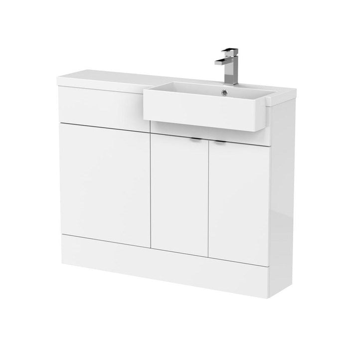 Hudson Reed Fusion 1000/1100mm Vanity Unit Pack - Floor Standing 2 Door Unit with Semi Recessed Basin - Unbeatable Bathrooms