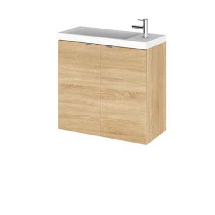 Hudson Reed Fusion 500/600mm Slimline Vanity Unit - Wall Hung 2 Door Unit with Polymarble Basin - Unbeatable Bathrooms