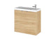 Hudson Reed Fusion 500/600mm Slimline Vanity Unit - Wall Hung 2 Door Unit with Polymarble Basin - Unbeatable Bathrooms