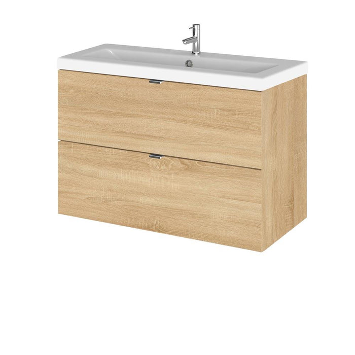 Hudson Reed Fusion Vanity Unit - Wall Hung 2 Drawer Unit with Basin - Unbeatable Bathrooms
