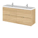 Hudson Reed Fusion 1200mm Double Vanity Unit - Wall Hung 4 Drawer Unit with Basin - Unbeatable Bathrooms