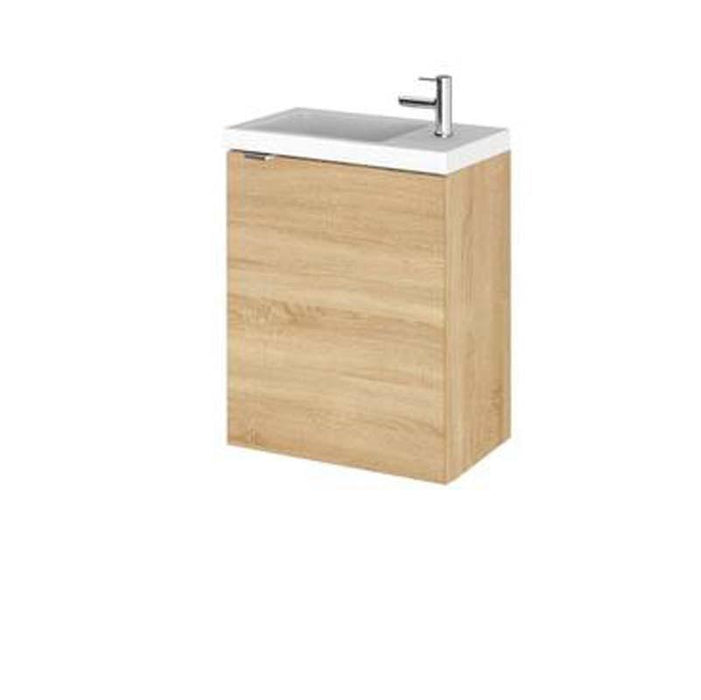 Hudson Reed Fusion 400mm Slimline Vanity Unit - Wall Hung 1 Door Unit with Polymarble Basin - Unbeatable Bathrooms