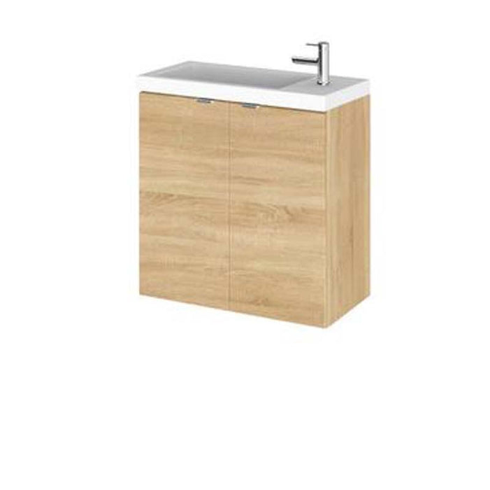 Hudson Reed Fusion 500/600mm Slimline Vanity Unit - Wall Hung 2 Door Unit with Polymarble Basin - Unbeatable Bathrooms