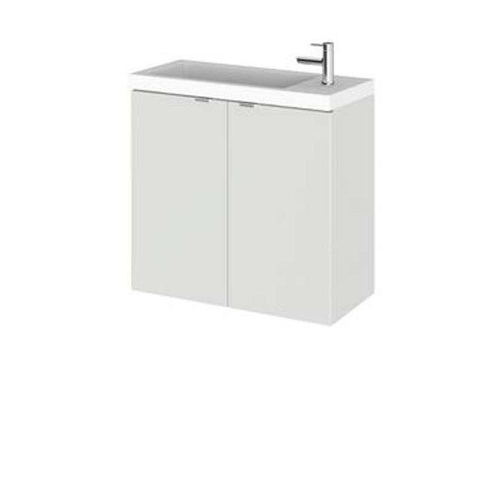 Hudson Reed Fusion 500/600mm Slimline Vanity Unit - Wall Hung 2 Door Unit with Polymarble Basin - Unbeatable Bathrooms