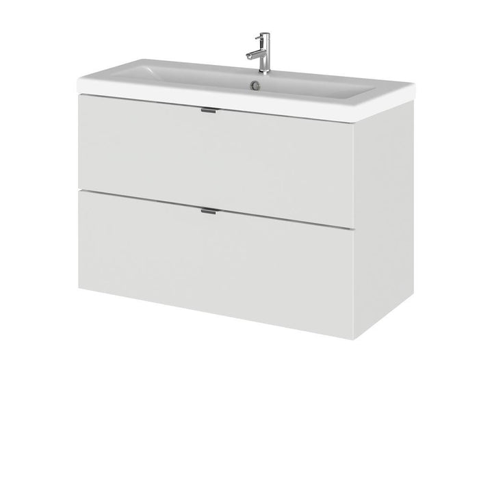 Hudson Reed Fusion Vanity Unit - Wall Hung 2 Drawer Unit with Basin - Unbeatable Bathrooms