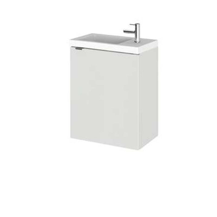 Hudson Reed Fusion 400mm Slimline Vanity Unit - Wall Hung 1 Door Unit with Polymarble Basin - Unbeatable Bathrooms