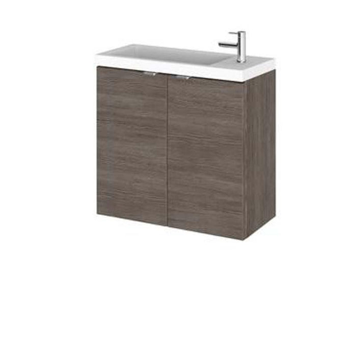 Hudson Reed Fusion 500/600mm Slimline Vanity Unit - Wall Hung 2 Door Unit with Polymarble Basin - Unbeatable Bathrooms