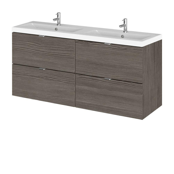 Hudson Reed Fusion 1200mm Double Vanity Unit - Wall Hung 4 Drawer Unit with Basin - Unbeatable Bathrooms