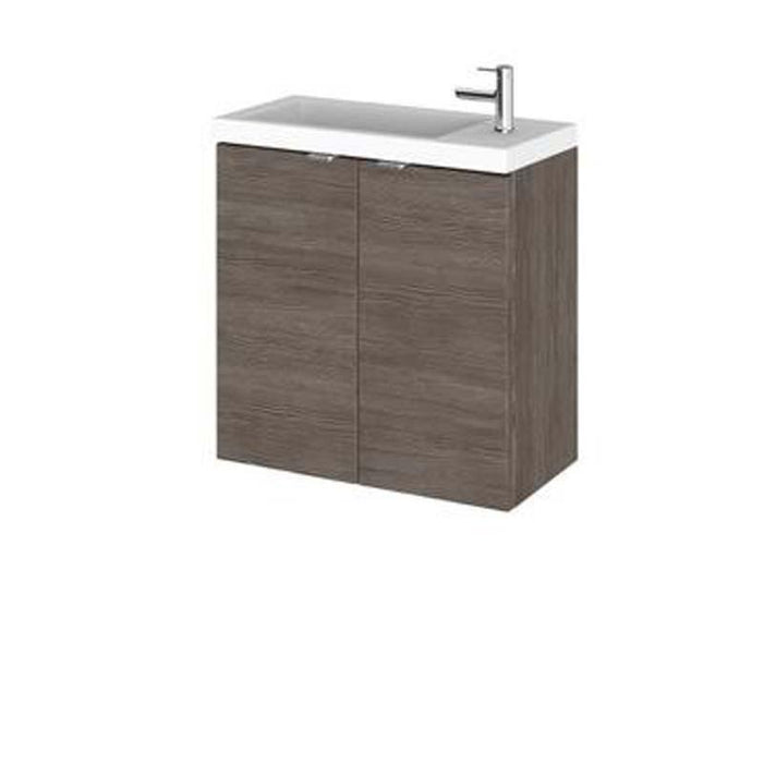 Hudson Reed Fusion 500/600mm Slimline Vanity Unit - Wall Hung 2 Door Unit with Polymarble Basin - Unbeatable Bathrooms