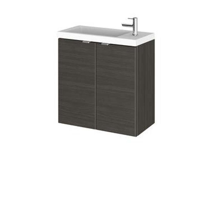 Hudson Reed Fusion 500/600mm Slimline Vanity Unit - Wall Hung 2 Door Unit with Polymarble Basin - Unbeatable Bathrooms