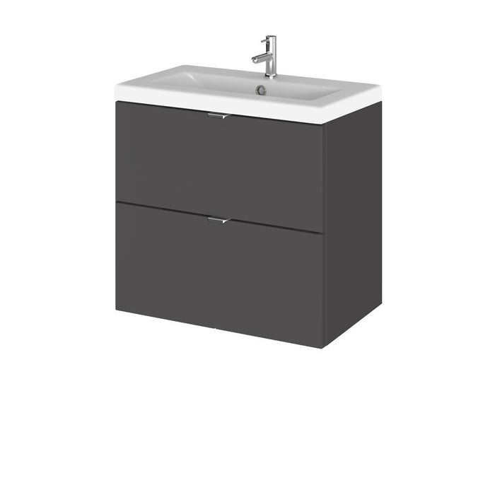 Hudson Reed Fusion Vanity Unit - Wall Hung 2 Drawer Unit with Basin - Unbeatable Bathrooms