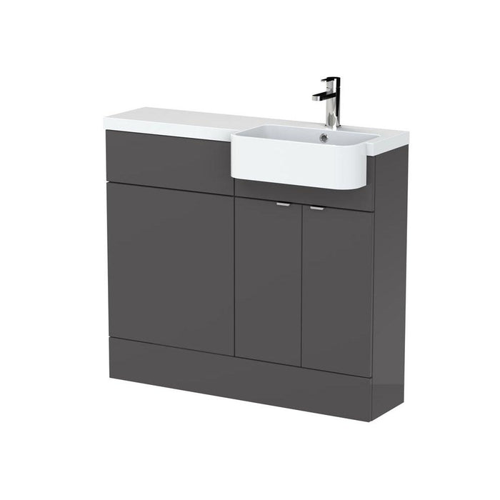 Hudson Reed Fusion 1000/1100mm Vanity Unit Pack - Floor Standing 2 Door Unit with Semi Recessed Basin - Unbeatable Bathrooms