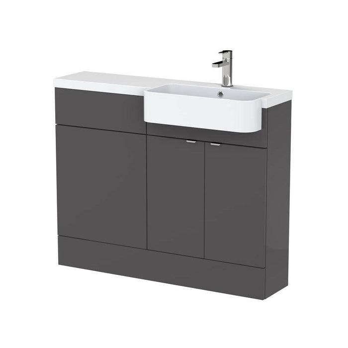 Hudson Reed Fusion 1000/1100mm Vanity Unit Pack - Floor Standing 2 Door Unit with Semi Recessed Basin - Unbeatable Bathrooms