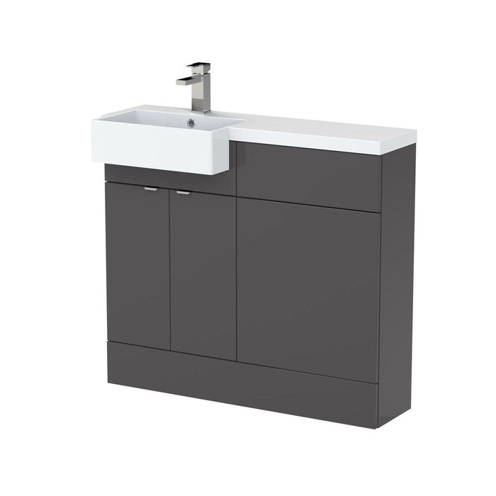 Hudson Reed Fusion 1000/1100mm Vanity Unit Pack - Floor Standing 2 Door Unit with Semi Recessed Basin - Unbeatable Bathrooms