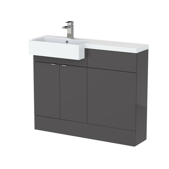 Hudson Reed Fusion 1000/1100mm Vanity Unit Pack - Floor Standing 2 Door Unit with Semi Recessed Basin - Unbeatable Bathrooms