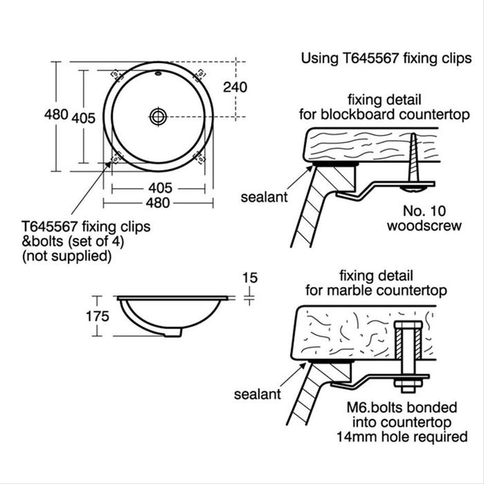 Armitage Shanks Cherwell 21 Round Under-Countertop Basin - No Tapholes - Unbeatable Bathrooms
