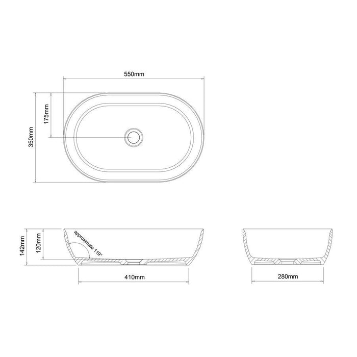 Clearwater Formoso 550mm 0TH ClearStone Countertop Basin - Unbeatable Bathrooms