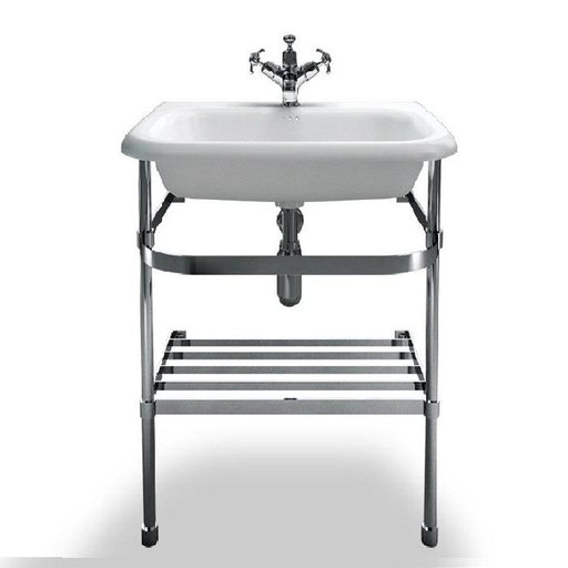 Clearwater Medium Roll Top White Basin with Stainless Steel Stand - Unbeatable Bathrooms