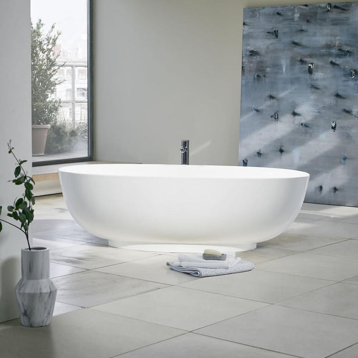 Clearwater Puro 1700 x 750mm Freestanding Clear Stone White Bath - Unbeatable Bathrooms