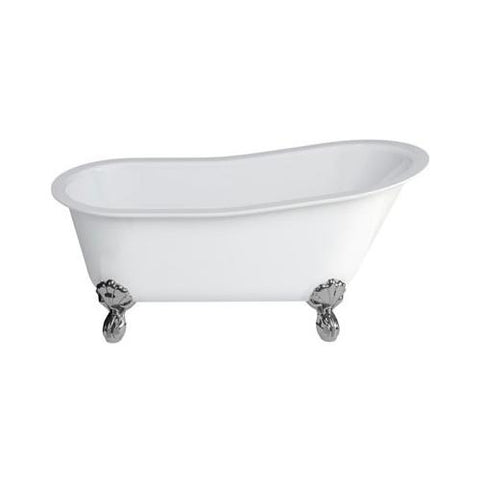 Clearwater Romano Petite 1524 x 787mm Clear Stone White Freestanding Slipper Bath - Unbeatable Bathrooms