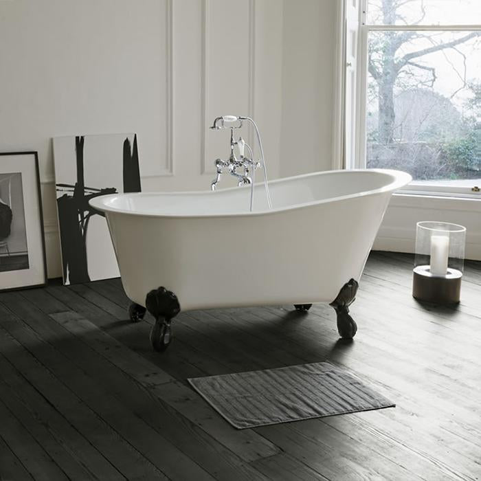 Clearwater Romano Petite 1524 x 787mm Clear Stone White Freestanding Slipper Bath - Unbeatable Bathrooms