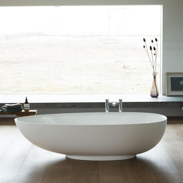 Clearwater Teardrop Petite 1690 x 820mm Clear Stone White Freestanding Bath - Unbeatable Bathrooms