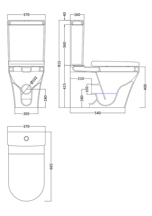 Hudson Reed Luna Close Coupled Toilet (Closed Back) - Unbeatable Bathrooms