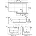 Ideal Standard Concept 150cm x 70/85cm Idealform Square shower bath - Unbeatable Bathrooms