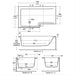 Ideal Standard Concept 150cm x 70/85cm Idealform Square shower bath - Unbeatable Bathrooms
