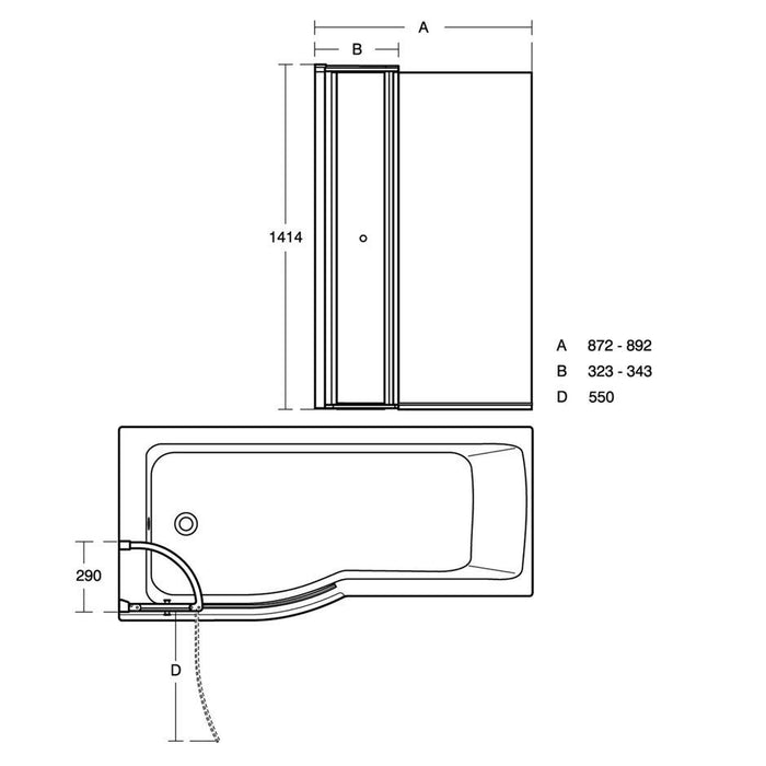 Ideal Standard Concept Air 150 x 80cm Idealform plus+ shower bath right hand with no taphole - Unbeatable Bathrooms