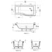 Ideal Standard Concept Air 150 x 80cm Idealform shower bath right hand with no taphole - Unbeatable Bathrooms