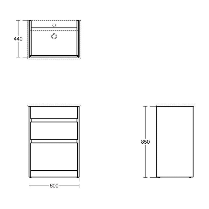 Ideal Standard Concept Air 60cm floor standing vanity unit with 2 drawers - Unbeatable Bathrooms
