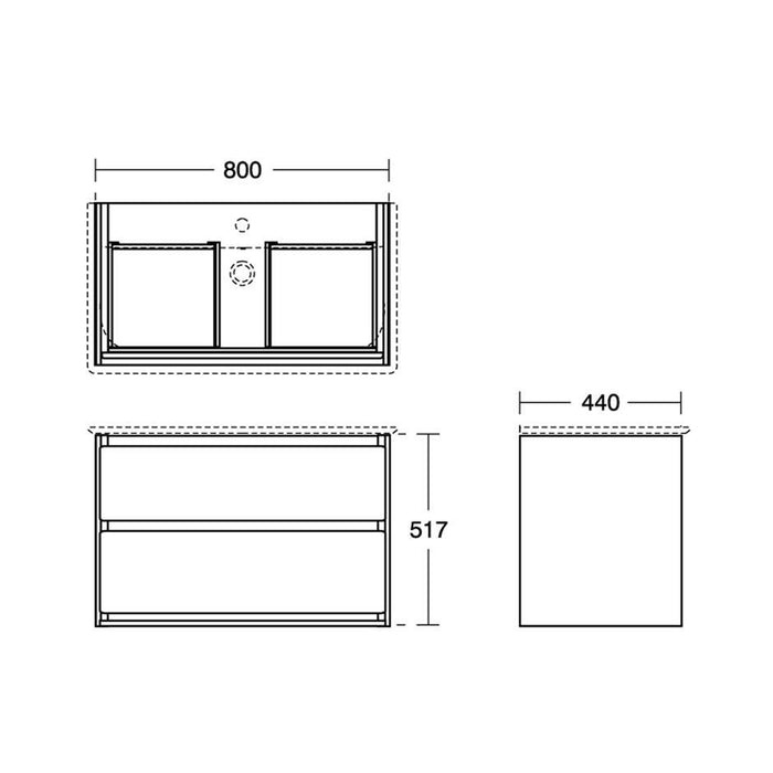 Ideal Standard Concept Air 800mm Vanity Unit - Wall Hung 2 Drawer Unit - Unbeatable Bathrooms