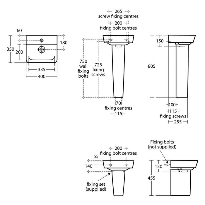 Ideal Standard Concept Air Cube 40cm 1TH Pedestal Basin - Unbeatable Bathrooms