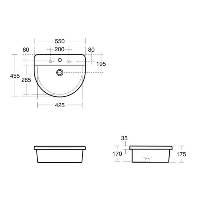Ideal Standard Concept Arc 55cm countertop basin - one taphole - Unbeatable Bathrooms