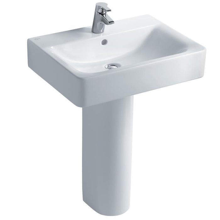 Ideal Standard Concept Cube 50/55/60cm Pedestal Basin with Overflow - 1TH - Unbeatable Bathrooms