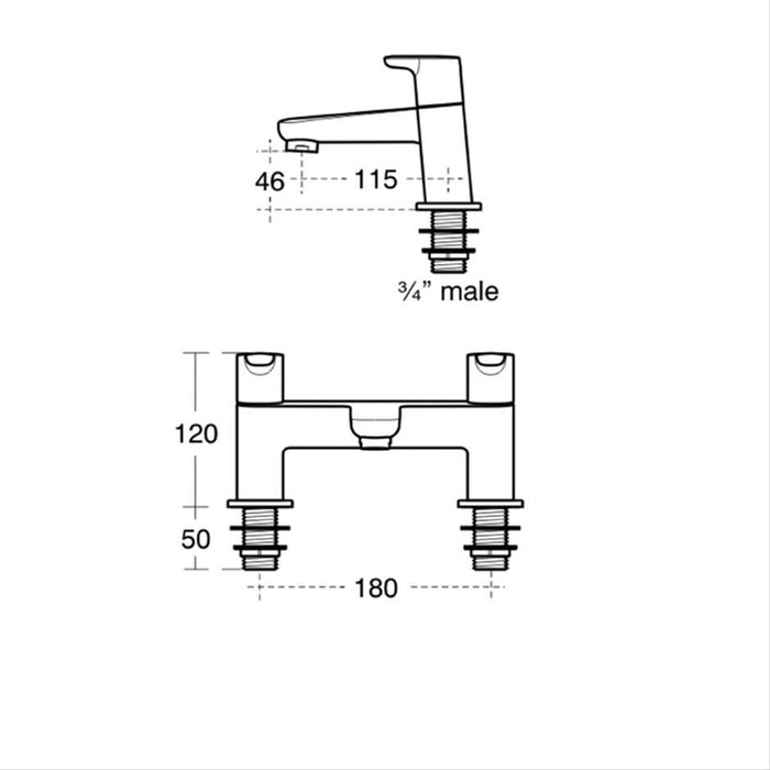 Ideal Standard Concept dual control two hole bath filler - Unbeatable Bathrooms