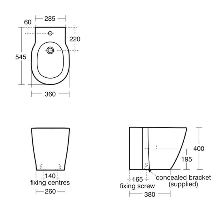 Ideal Standard Concept free standing bidet - one taphole - Unbeatable Bathrooms